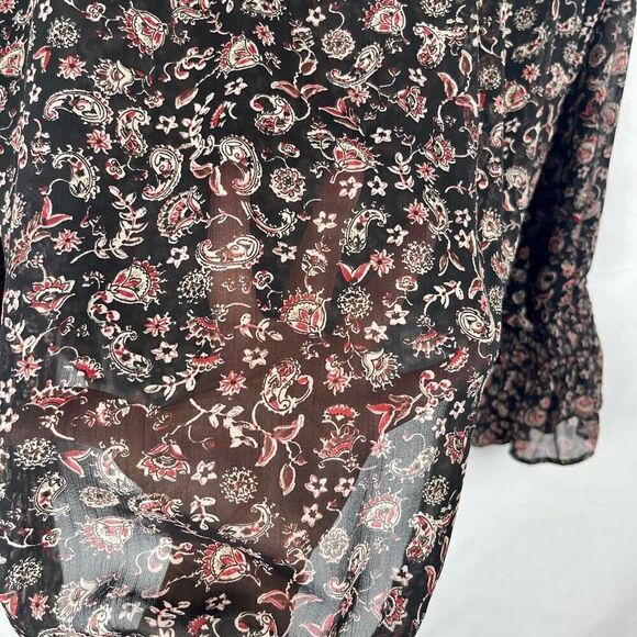 Festi Women Button Up Sheer Floral Paisley Blouse 1 14/16 - Picture 4 of 11